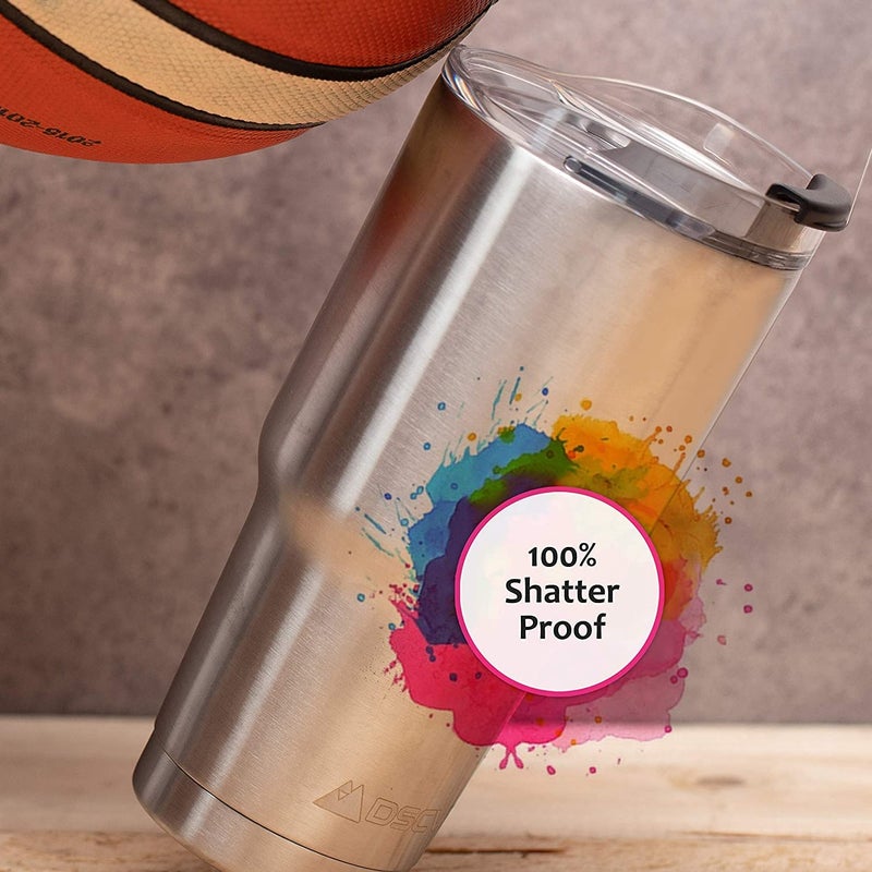 dscvr 2 Pcs Tumbler Replacement Lid Spill Proof, Shatter Resistant, Perfect Fit Lids Compatible with YETI Rambler, Ozark Trails,Fits Inside Diameter of 3.75 inch Tumbler (30 oz., Black) - Image 4